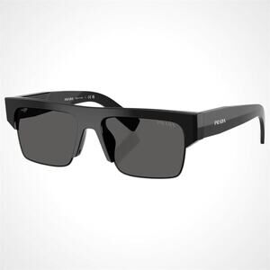New PRADA Sunglasses Black Square Letter Logo Mens 55-18-145mm